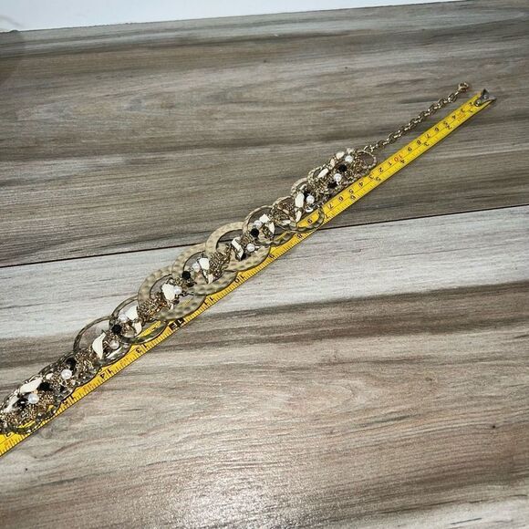 Chunky Stacked Chained Necklace Women’s Gold Tone Beaded Circle Classiccore Boho - Picture 8 of 9